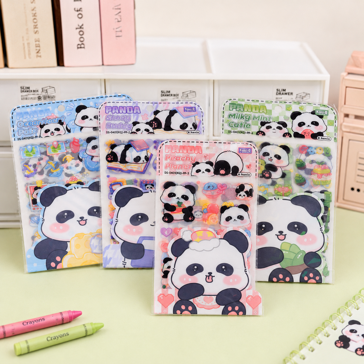 Kiwoo Panda Frosted Puffy Sticker Sheet