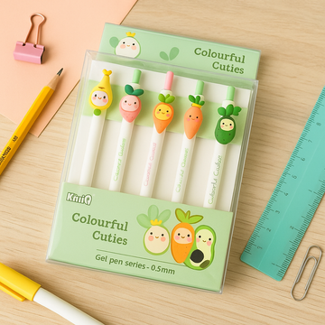 Kiwoo FruityCuties Gel Pens (Pack of 5)🍍🖊️ - KIQOO