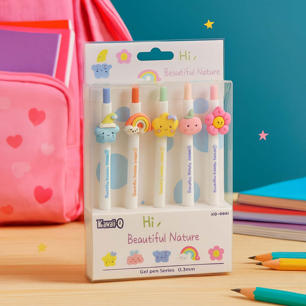 Kiwoo Beautiful Nature Pens 🖊️ 🌱 (Pack of 5) - KIQOO