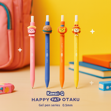 Kiwoo Happy Fat Otaku Pens 🖊️ 🤠 (Pack of 5) - KIQOO