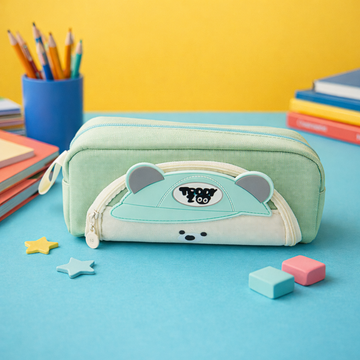 Kiwoo Teddy Zip Pencil Pouch 🧸💙 - KIQOO