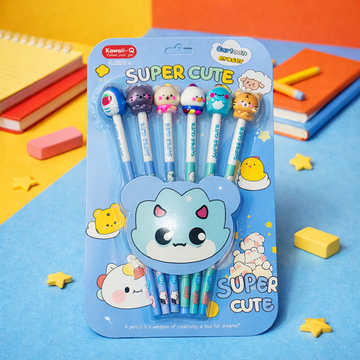 Kiwoo Super Cute Eraser Pencil Set with pencil Toppers 🧁✨ - KIQOO