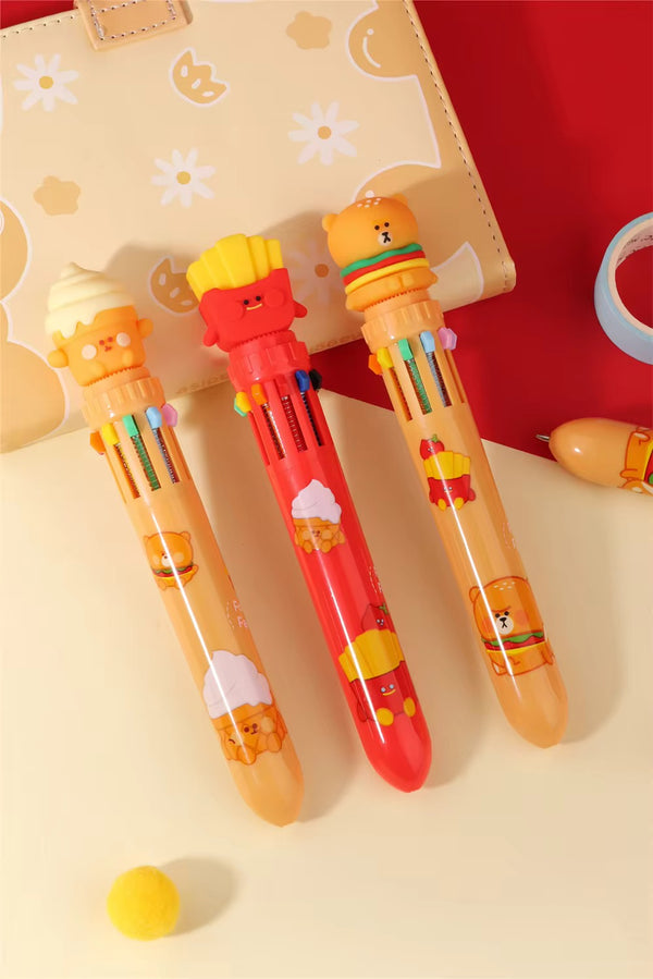 Kiwoo Fast Food Multi-Colour Ball Pen 🍔🍟🐻✨ - KIQOO