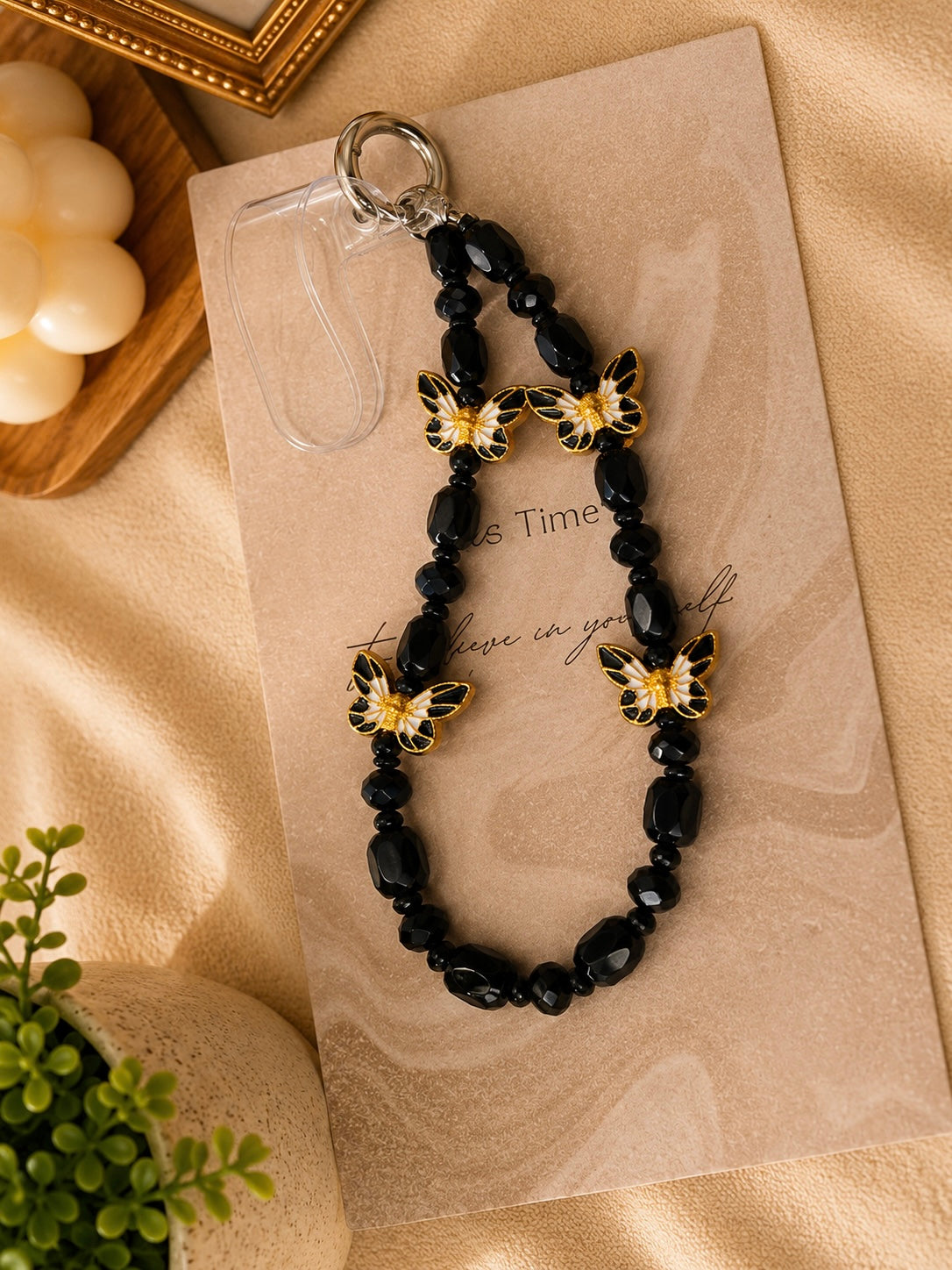 Kiwoo Noir Butterfly Beaded Bag Charm - KIQOO
