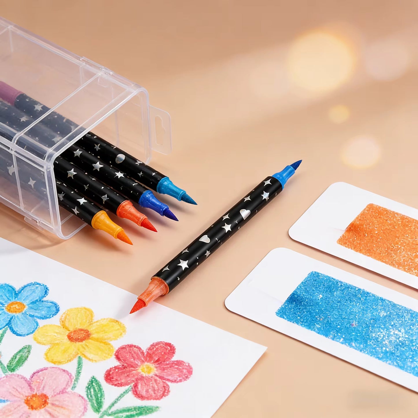 Kiwoo Galaxy Glitter Brush Pens (PACK OF 12) - KIQOO