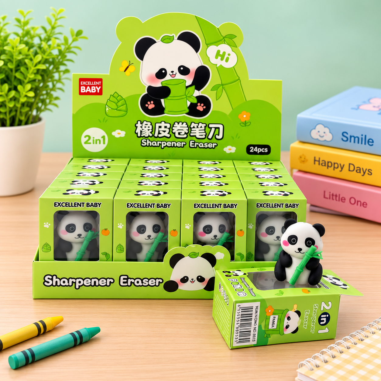 Kiwwo Panda Pal 2-in-1 Eraser Sharpener