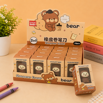 Kiwoo Bear Buddy Eraser Sharpener - KIQOO