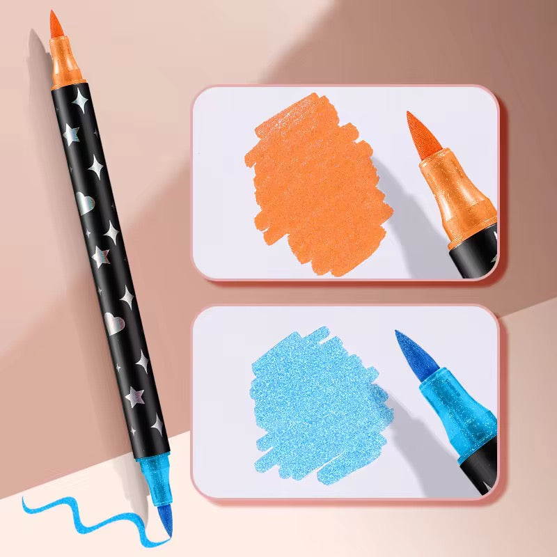 Kiwoo Galaxy Glitter Brush Pens (PACK OF 12) - KIQOO