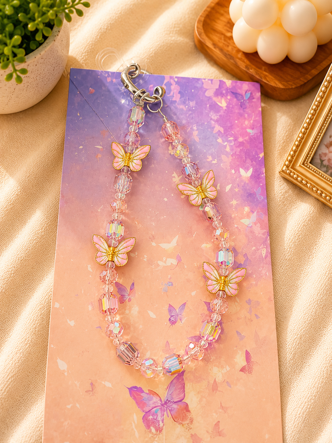 Kiwoo Noir Butterfly Beaded Bag Charm - KIQOO