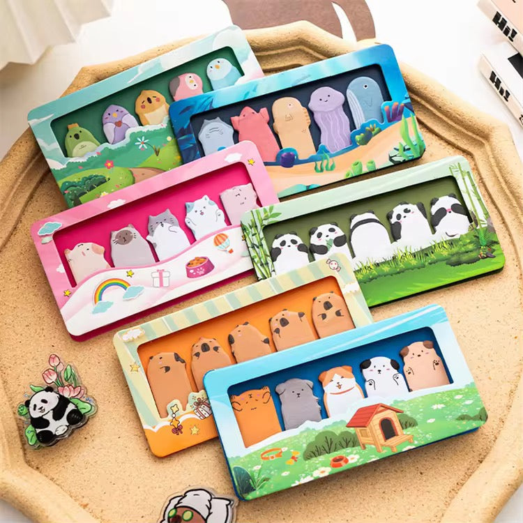 Kiwoo Animal Friends Bookmark sticky notes Set 🐶🐼✨ - KIQOO