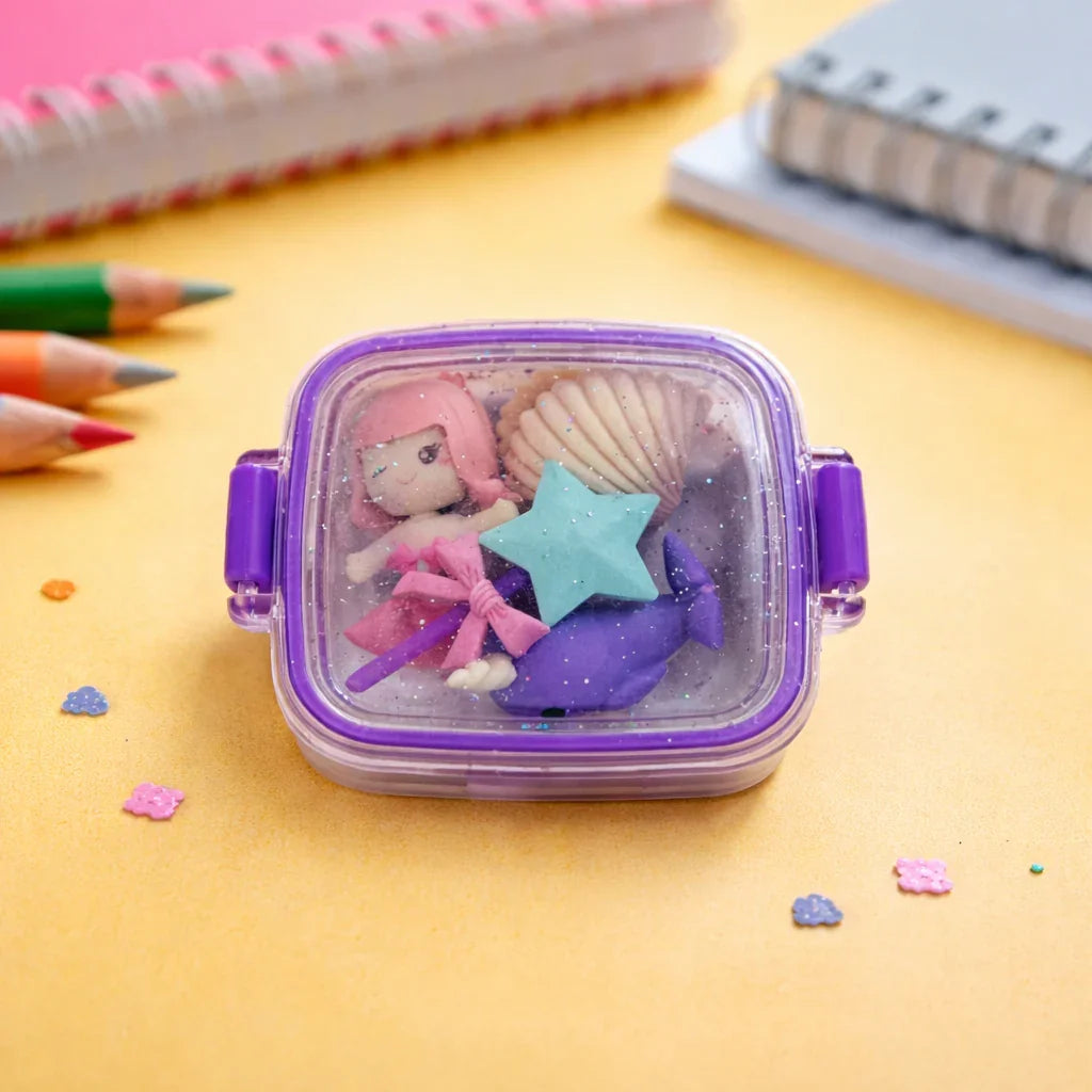 Kiwoo SparkBite Purple Tiffin Eraser Pack 🍱✨(Assorted) - KIQOO