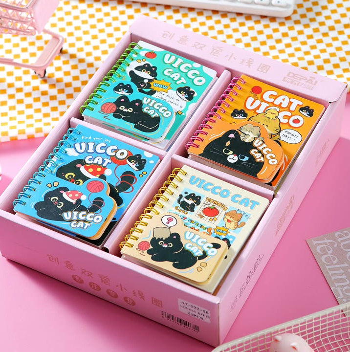 Kiwoo Vicco Cat Mini Spiral Notebook - KIQOO