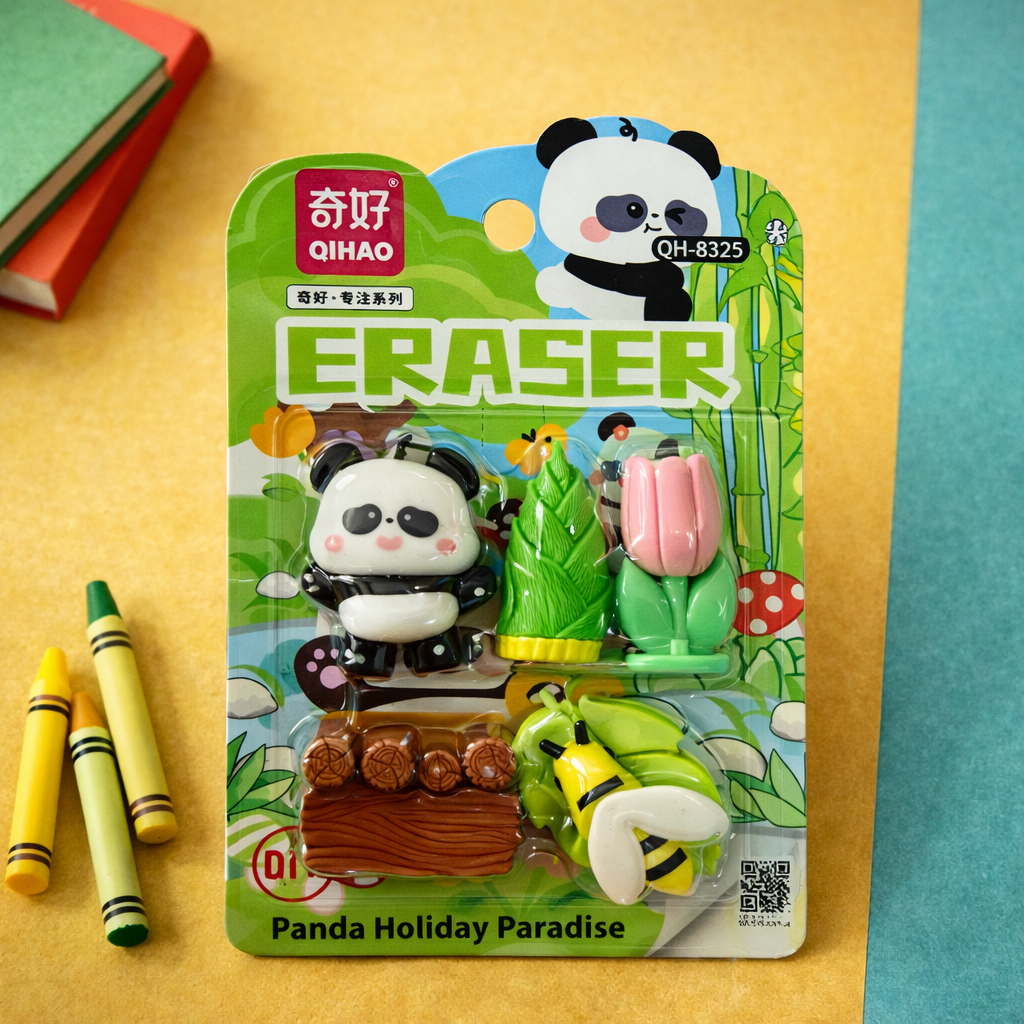 Kiwoo Pandaworld Paradise Eraser Pack 🐼✨(Assorted) - KIQOO