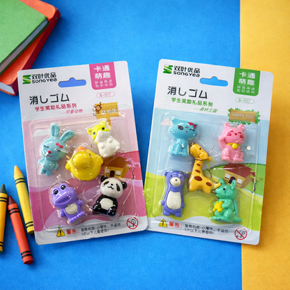 Kiwoo ZooPop Animal Eraser Pack 🐼✨ (Assorted) - KIQOO