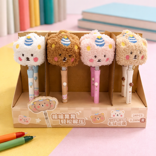 Kiwoo FluffyBear Plush Top Pen