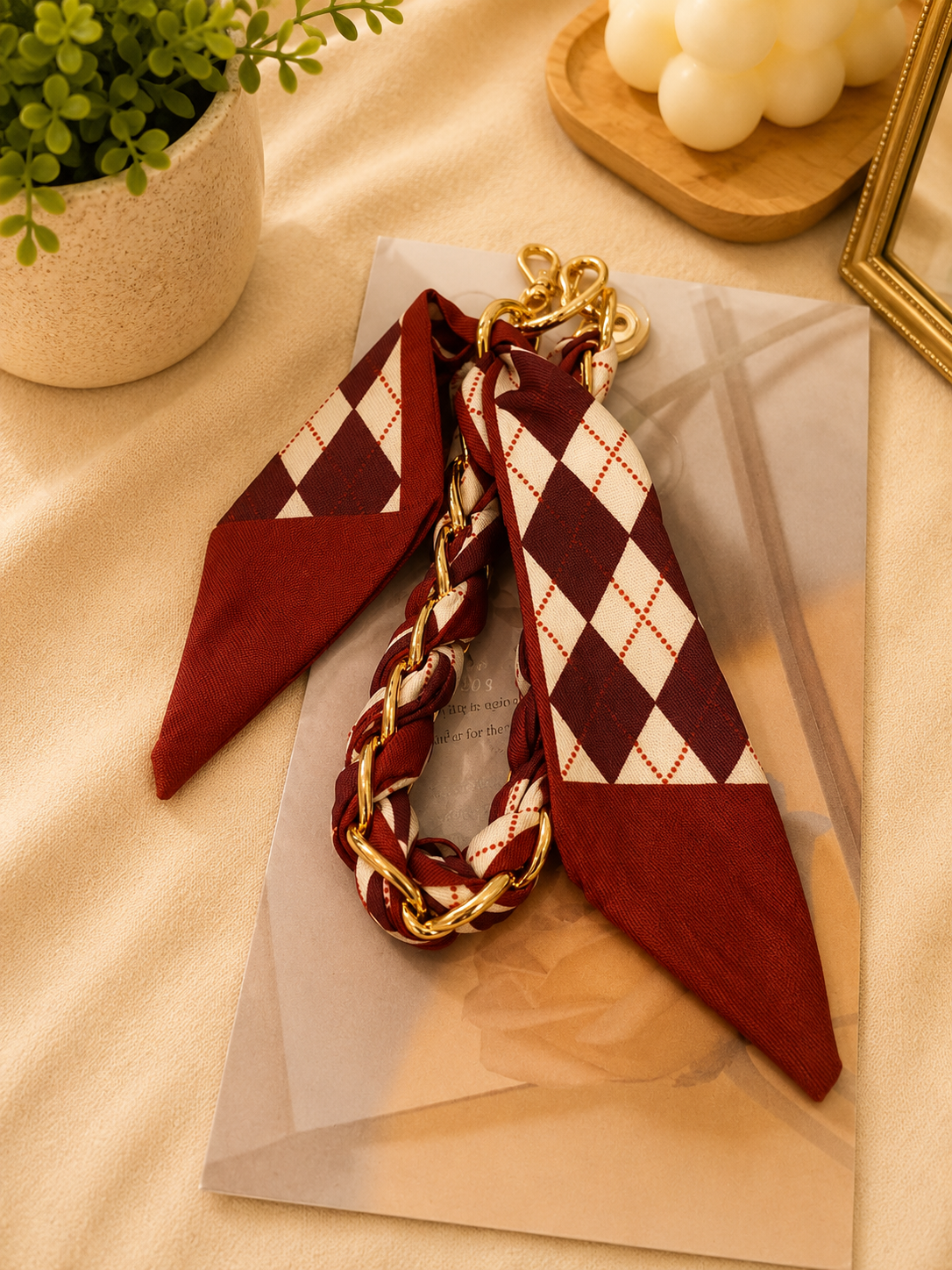 Kiwoo Argyle Scarf Bag Charm - KIQOO