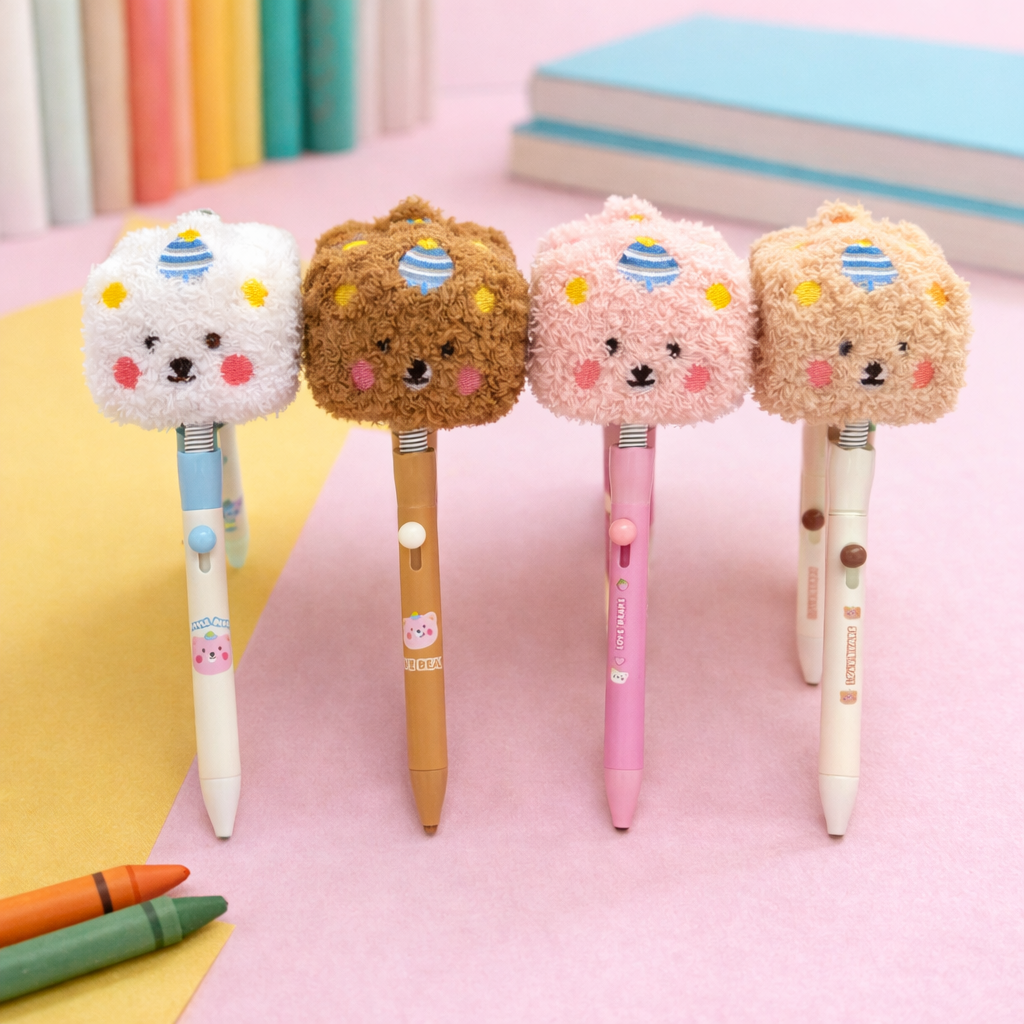 Kiwoo FluffyBear Plush Top Pen - KIQOO