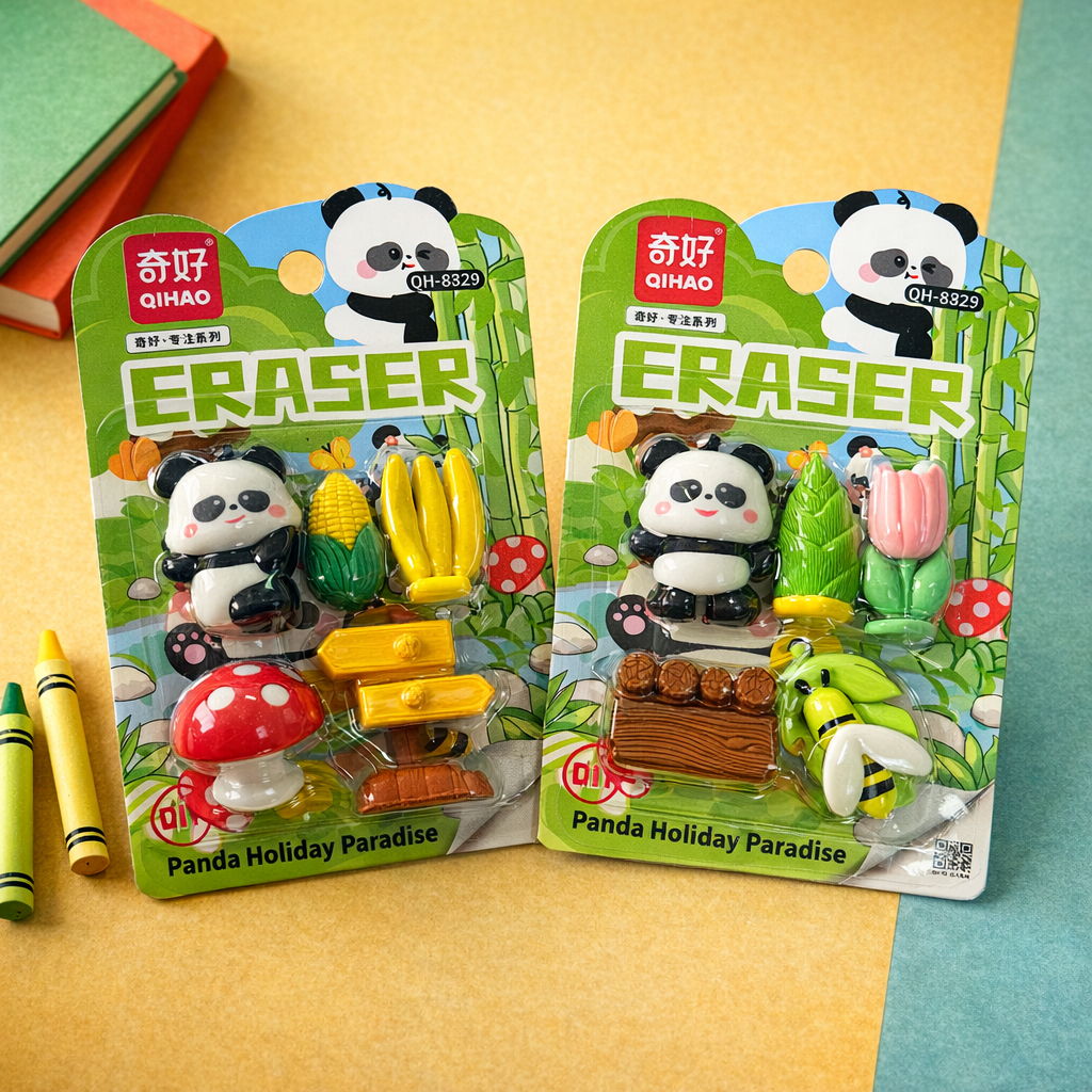 Kiwoo Pandaworld Paradise Eraser Pack 🐼✨(Assorted) - KIQOO