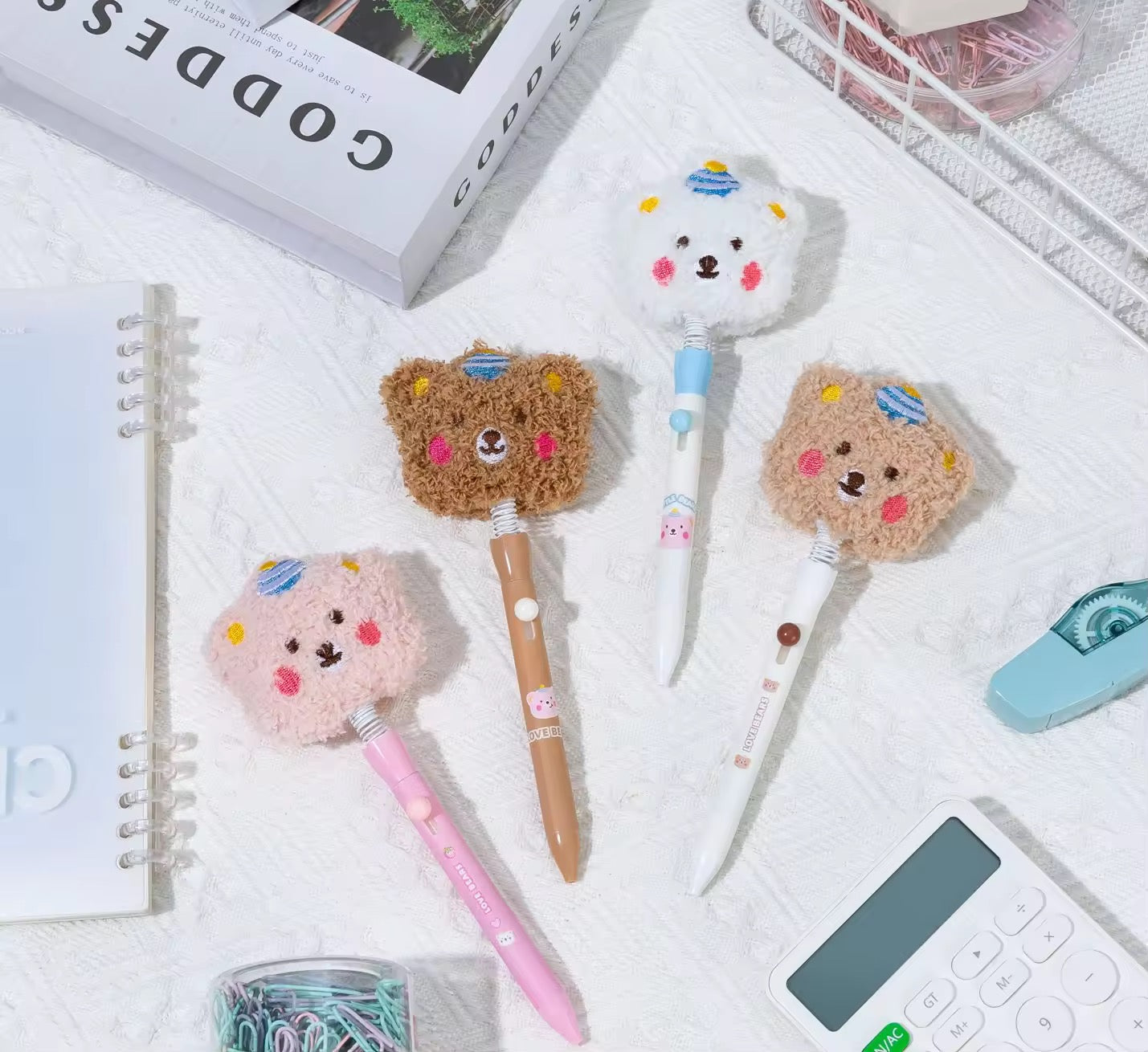 Kiwoo FluffyBear Plush Top Pen - KIQOO