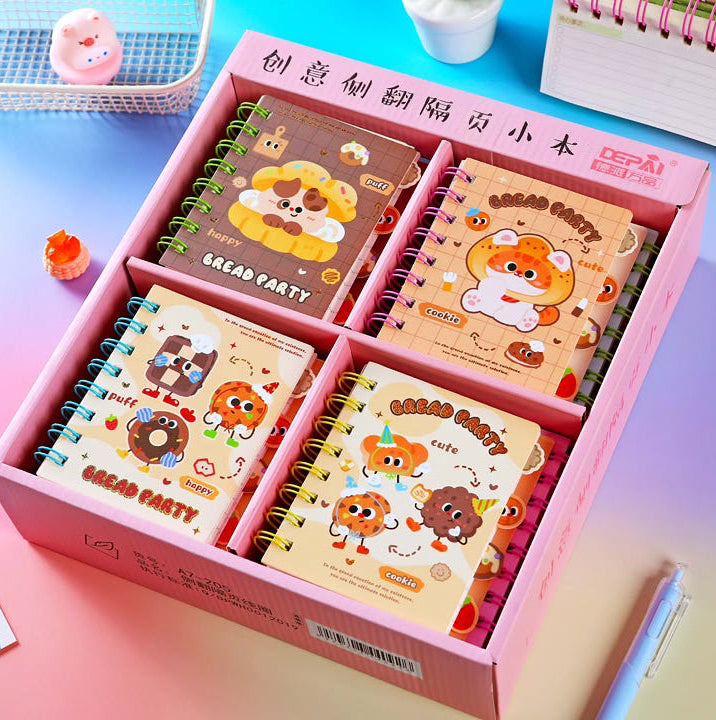 Kiwoo Bread Party Mini Spiral Notebook - KIQOO