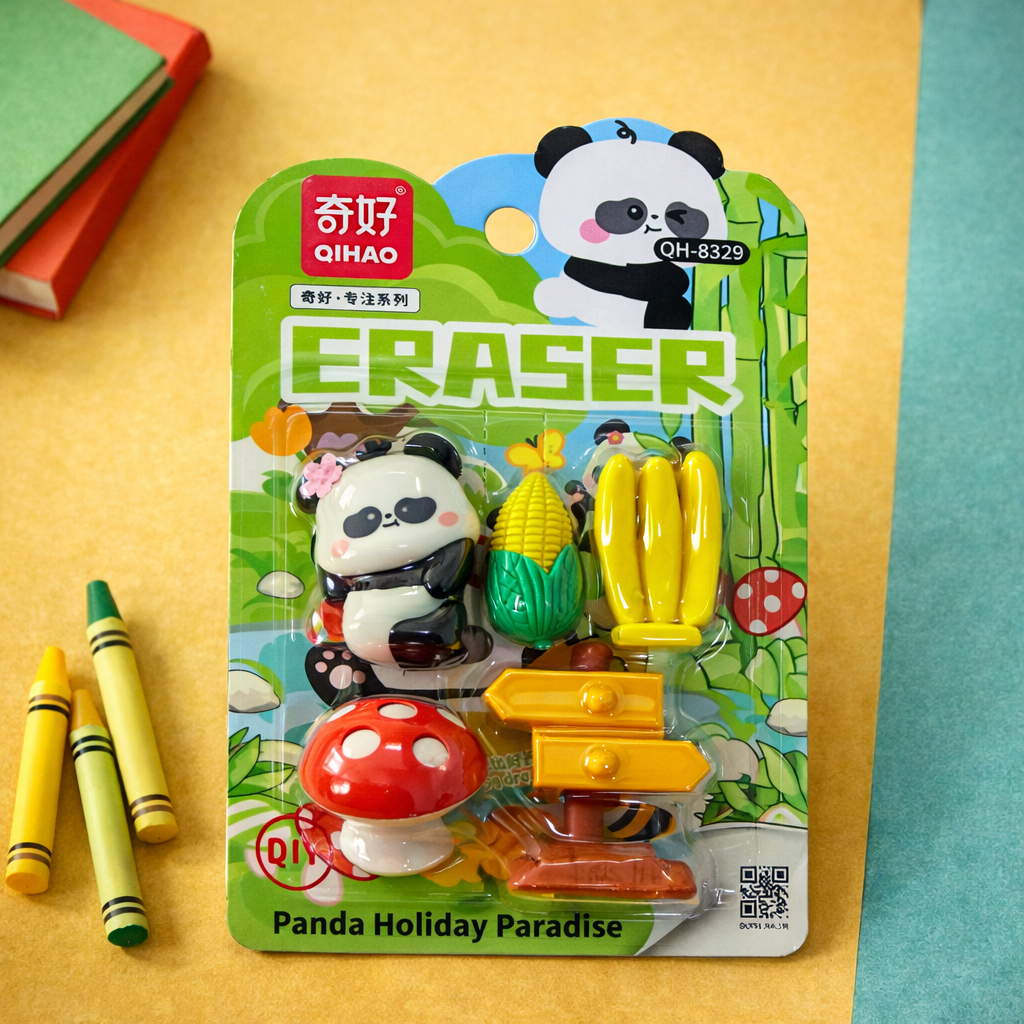 Kiwoo Pandaworld Paradise Eraser Pack 🐼✨(Assorted) - KIQOO