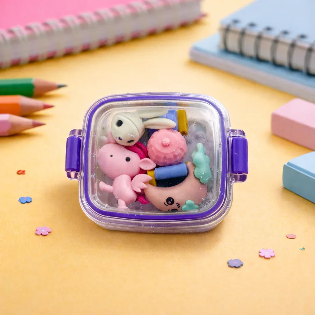 Kiwoo SparkBite Purple Tiffin Eraser Pack 🍱✨(Assorted) - KIQOO