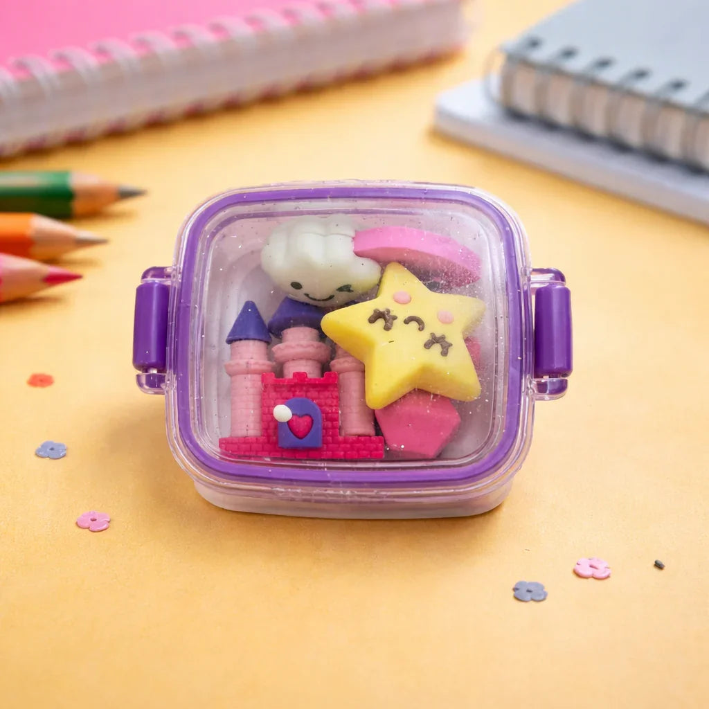 Kiwoo SparkBite Purple Tiffin Eraser Pack 🍱✨(Assorted) - KIQOO