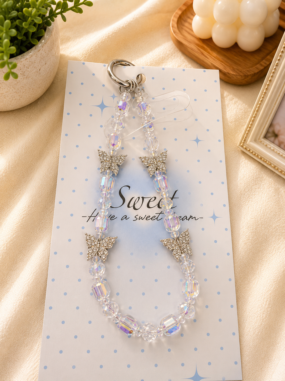 Kiwoo Noir Butterfly Beaded Bag Charm - KIQOO