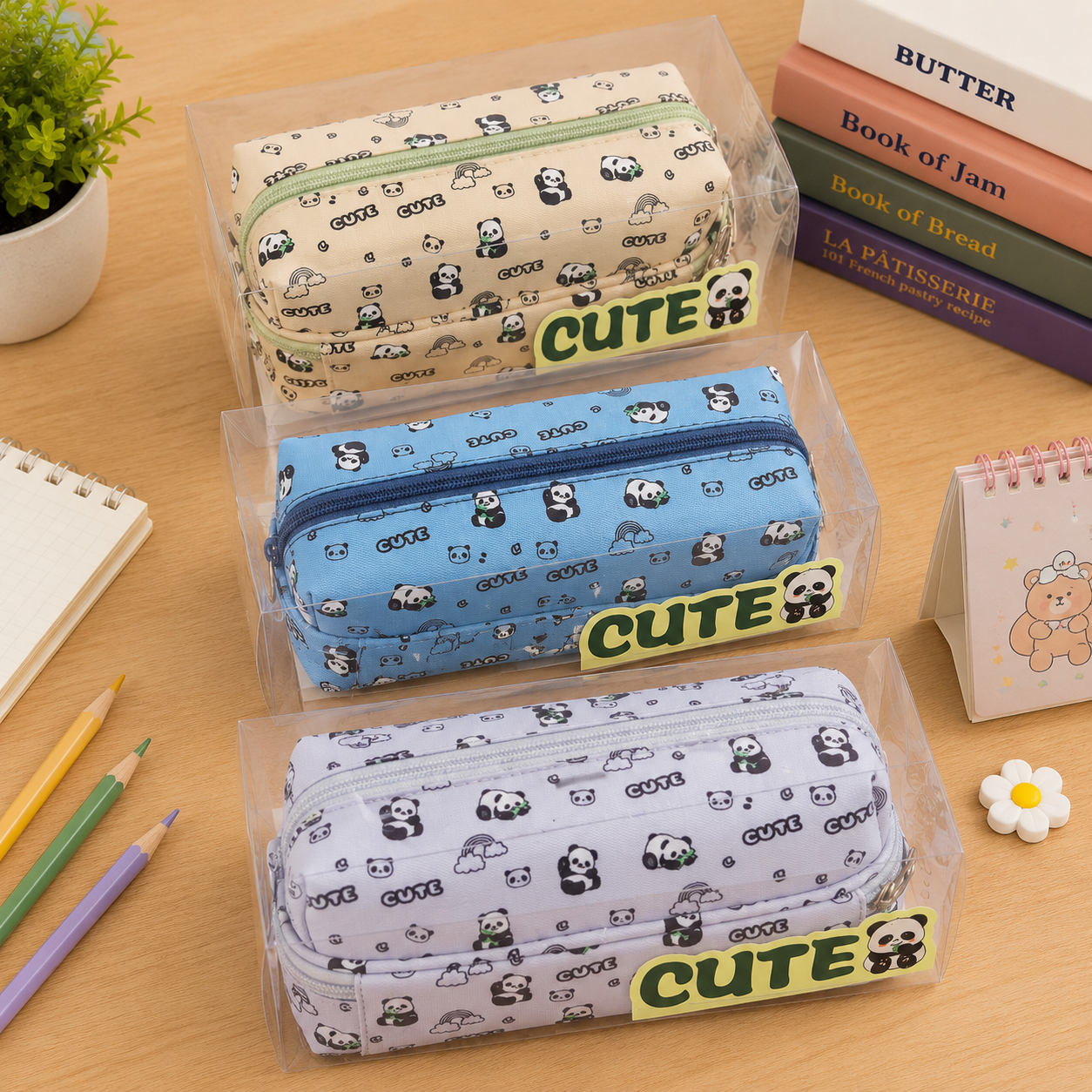 Kiwoo Panda Double-Zip Pencil Pouch - KIQOO