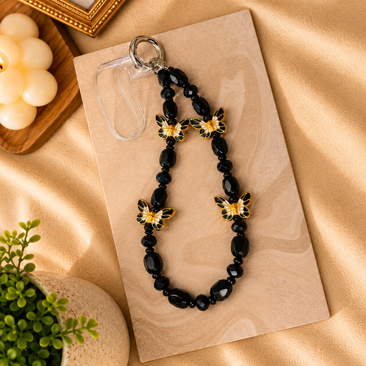 Kiwoo Noir Butterfly Beaded Bag Charm