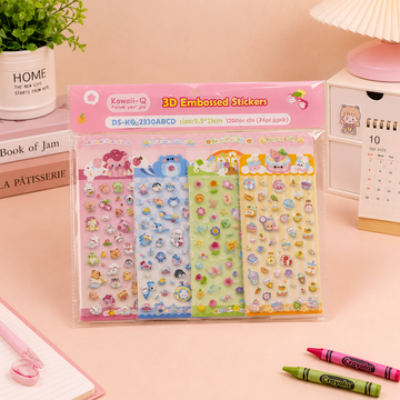 Kiwoo Kawaii 3D Embossed Sticker Sheet. - KIQOO