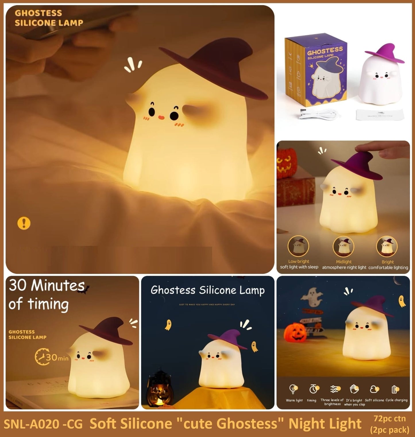 Kiwoo Cute Ghostess Night Silicone Lamp