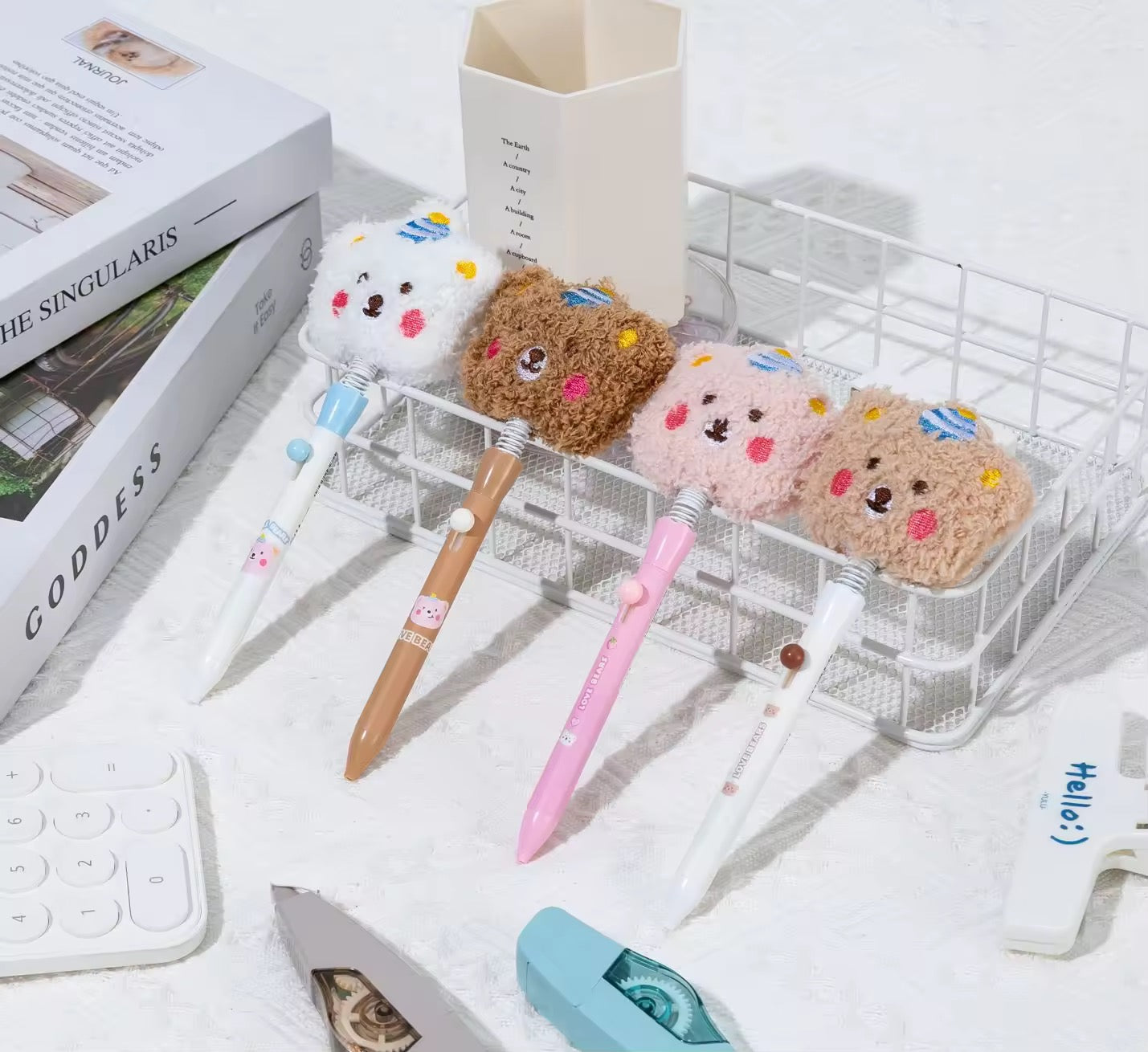 Kiwoo FluffyBear Plush Top Pen - KIQOO