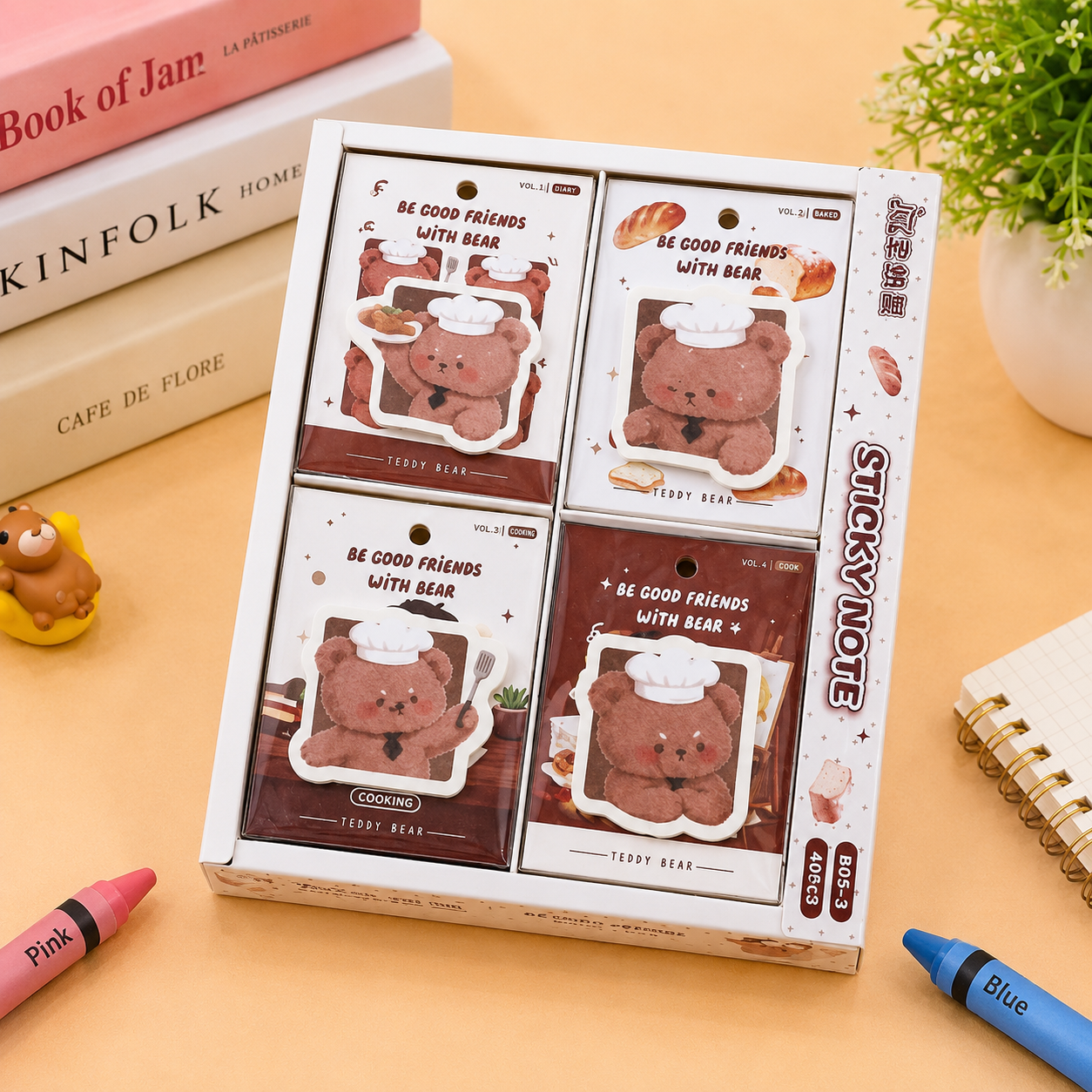 Kiwoo Teddy Bear Sticky Notes (Pack of 2)