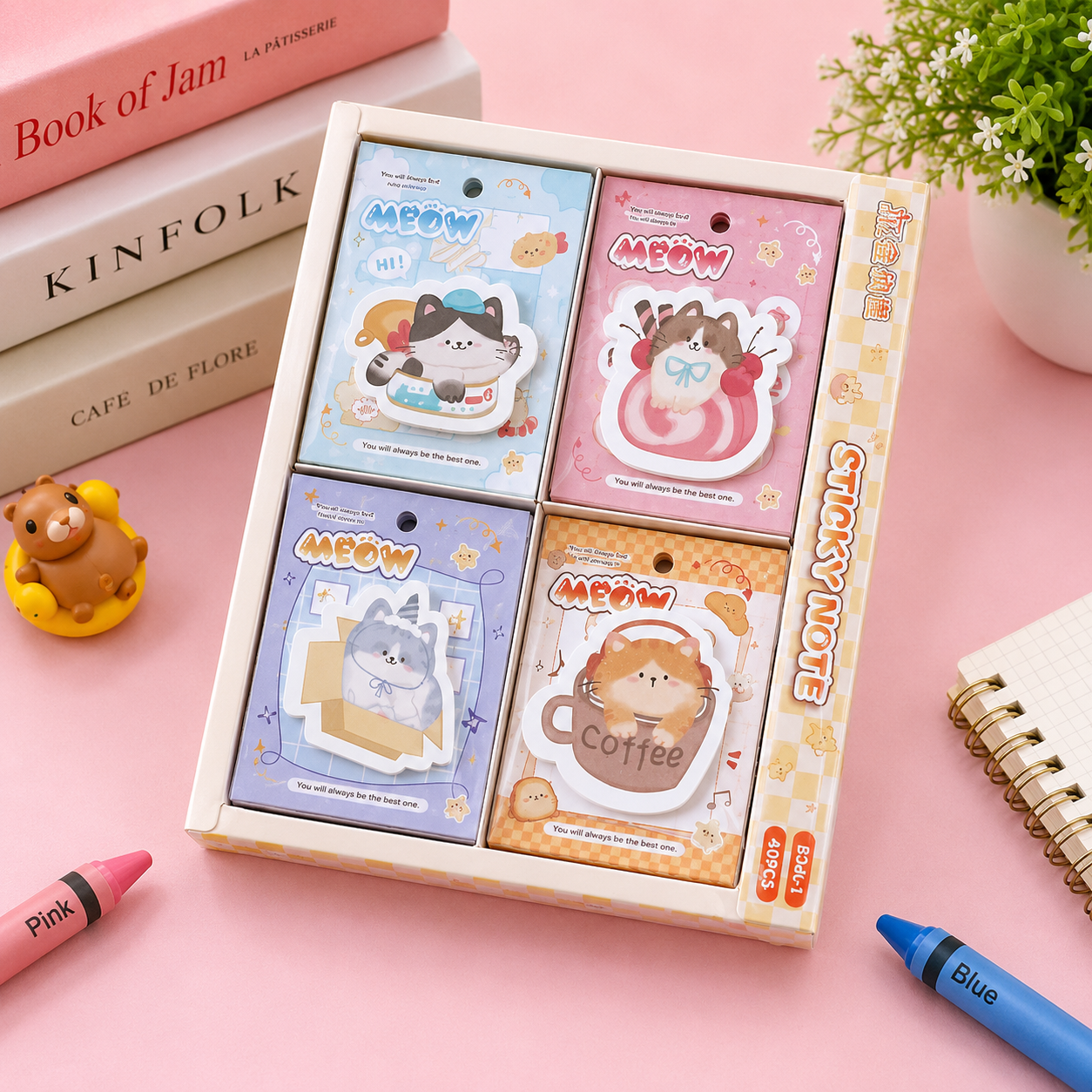 Kiwoo Meow Cat Sticky Notes (Pack of 2)
