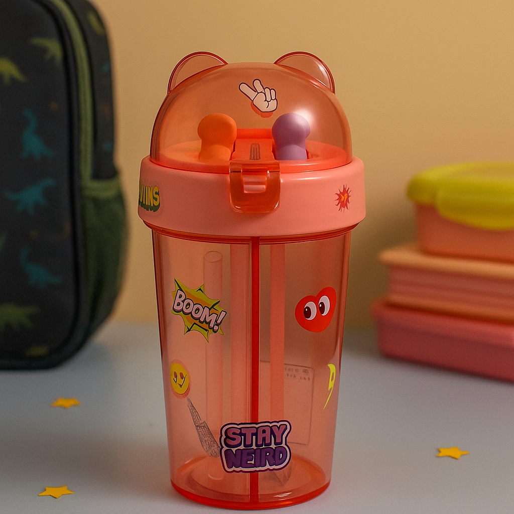 Kiwoo Bear Double Compartment Sipper Cup 🧃 (Free) - KIQOO