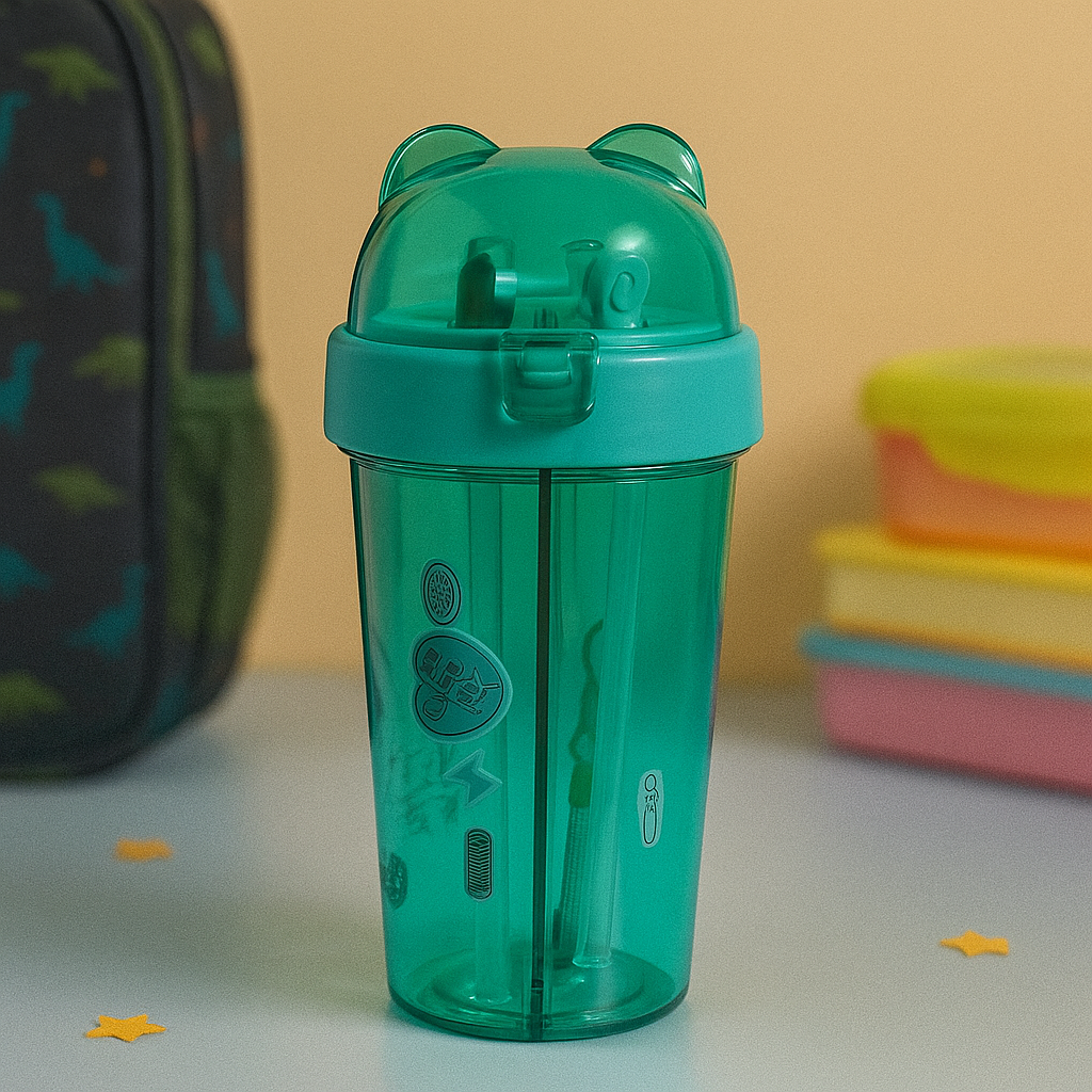 Kiwoo Bear Double Compartment Sipper Cup 🧃 (Free) - KIQOO