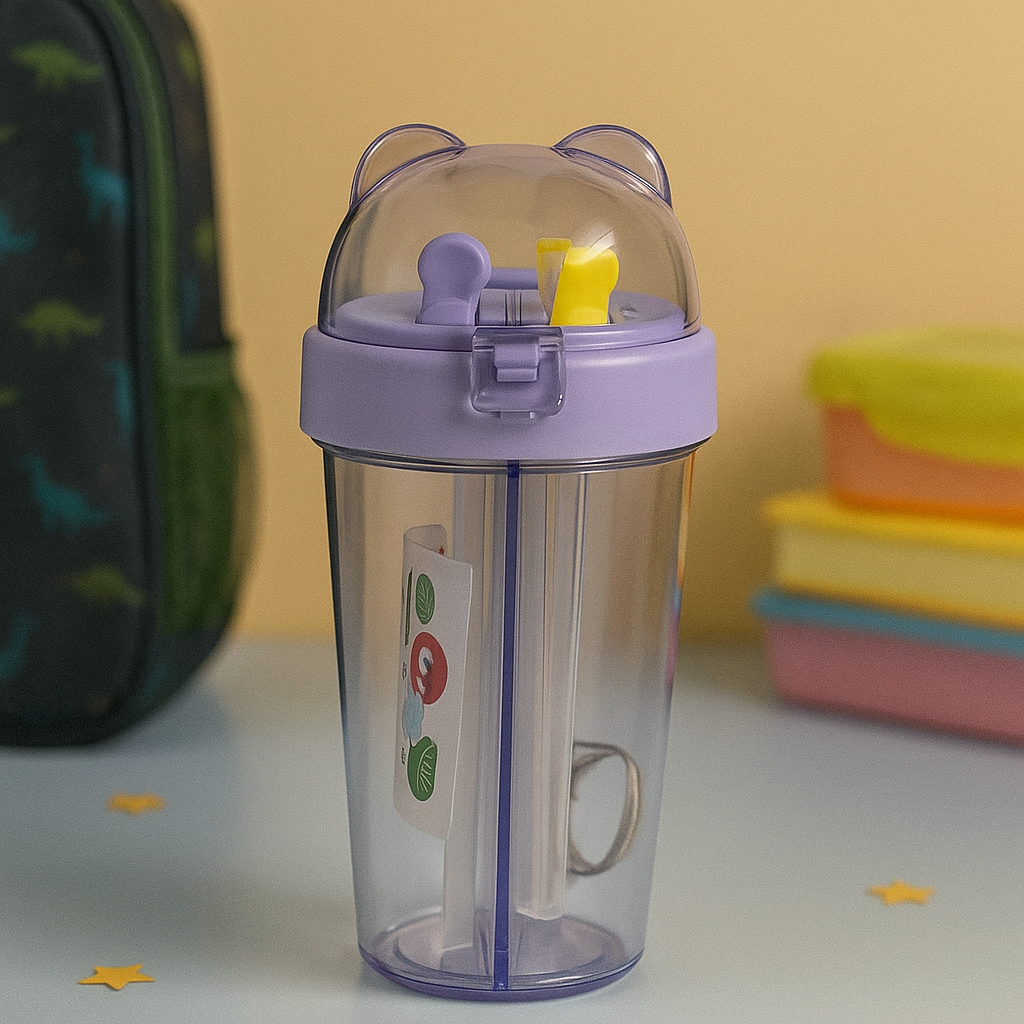 Kiwoo Bear Double Compartment Sipper Cup 🧃 (Free) - KIQOO