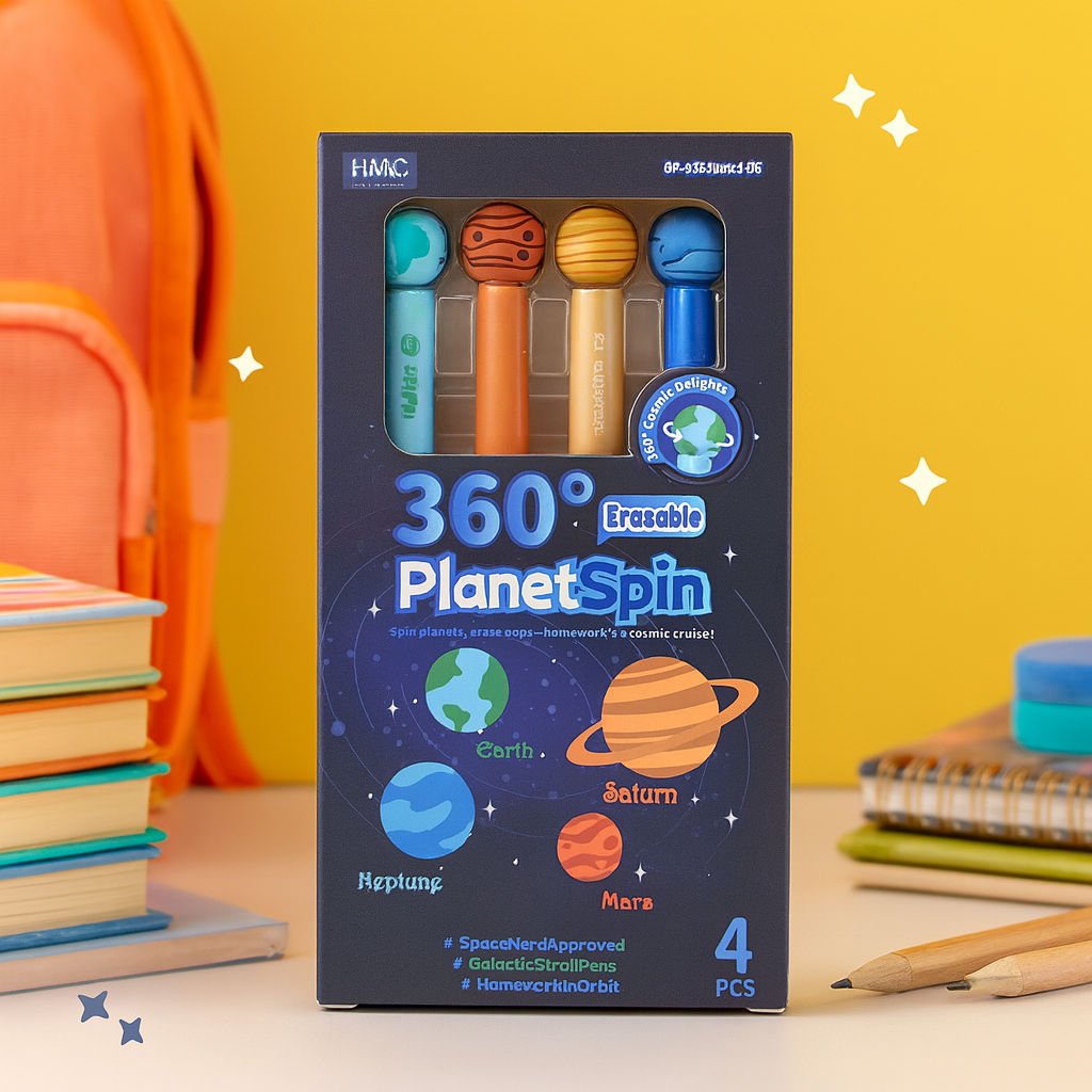 Kiwoo Space Rotating Planets Erasable Pens 🚀🛰️ (Pack of 4) - KIQOO