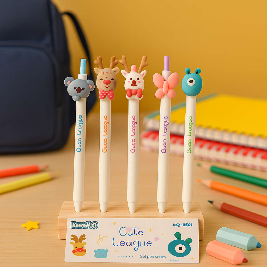 Kiwoo Cute League Pens 🖊️ 🩷 (Pack of 5) - KIQOO
