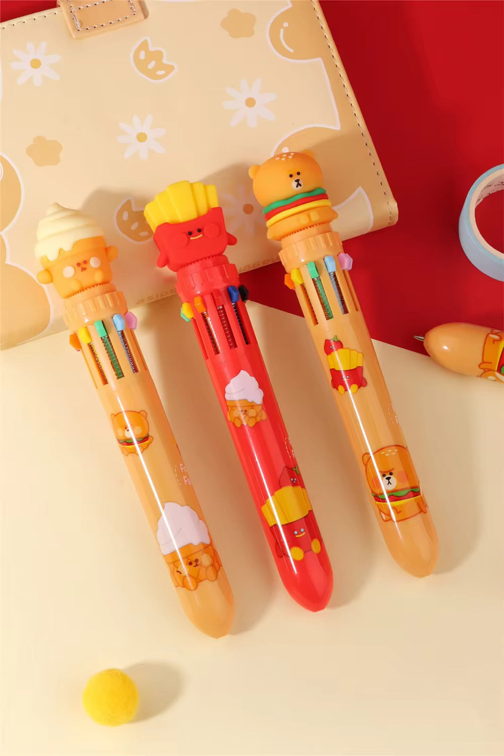 Kiwoo Fast Food Multi-Colour Ball Pen 🍔🍟🐻✨ - KIQOO