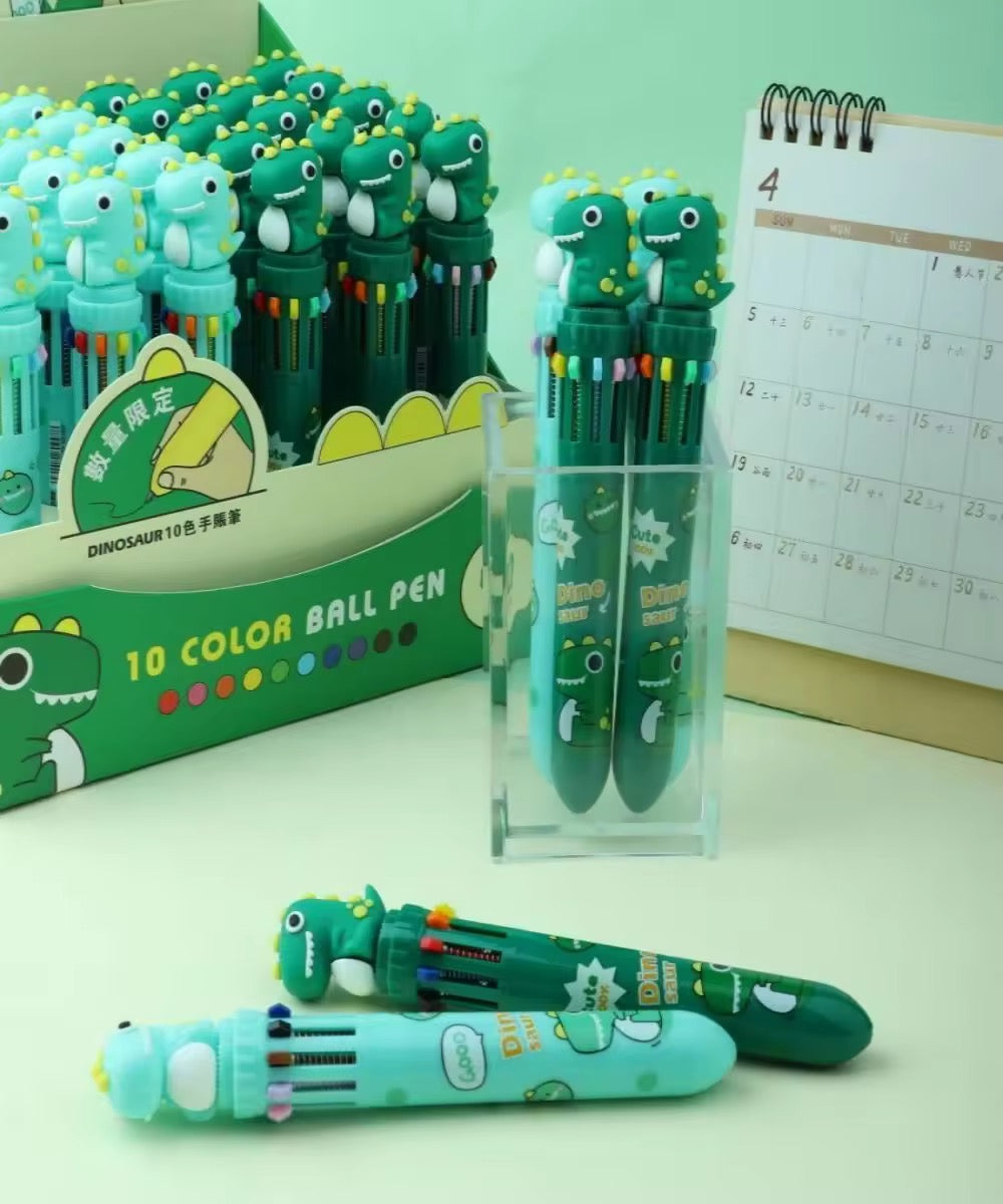 Kiwoo Dino Pop Multi-Colour Ball Pen 🦖✨ - KIQOO