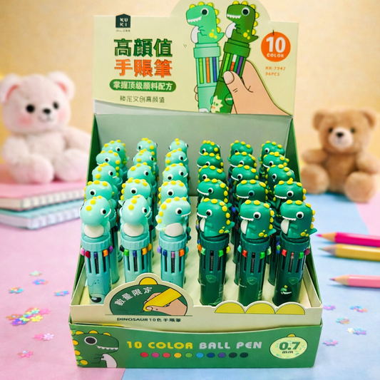 Kiwoo Dino Pop Multi-Colour Ball Pen 🦖✨ - KIQOO