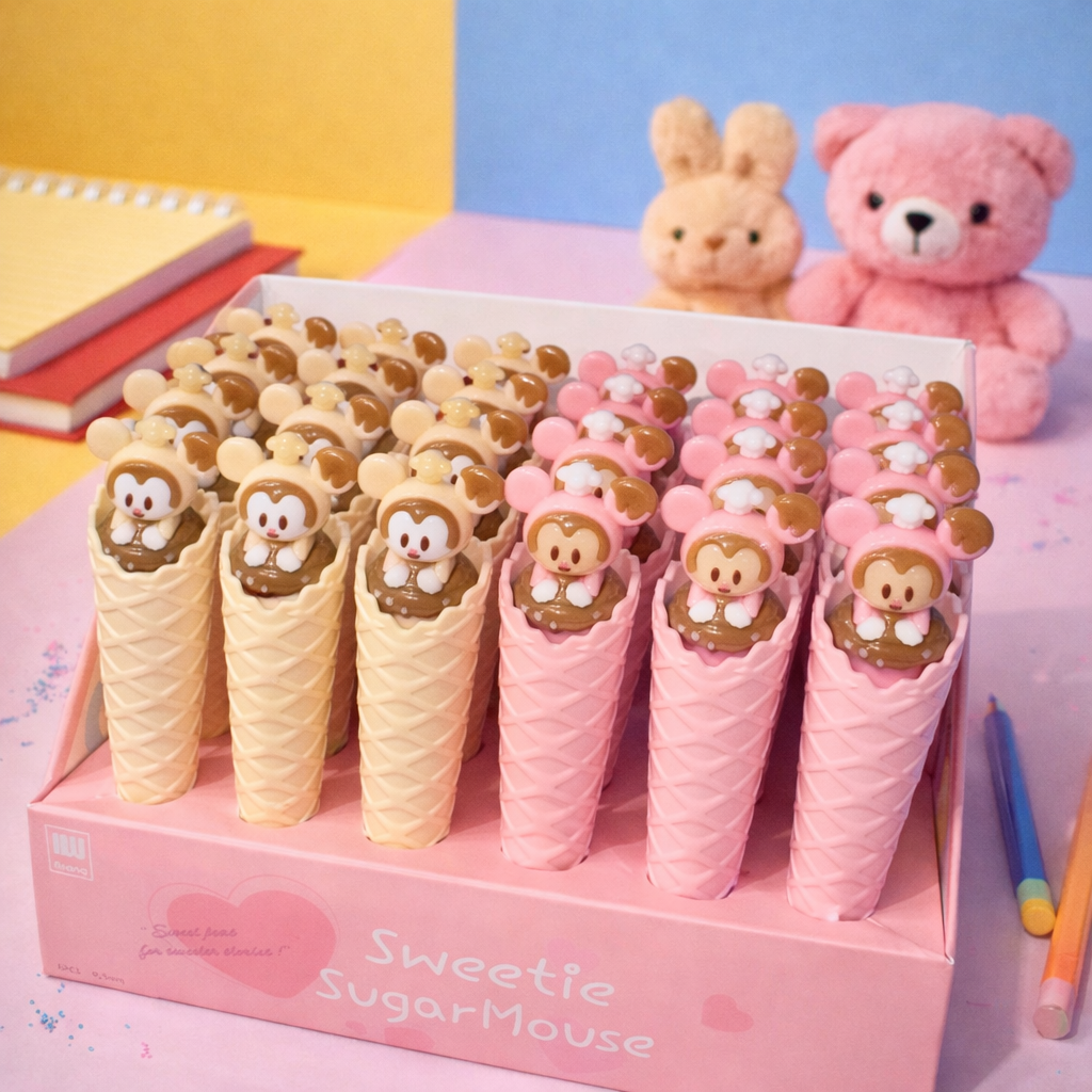 Kiwoo Ice Cream Buddy Gel Pen 🍦🐻✨ - KIQOO