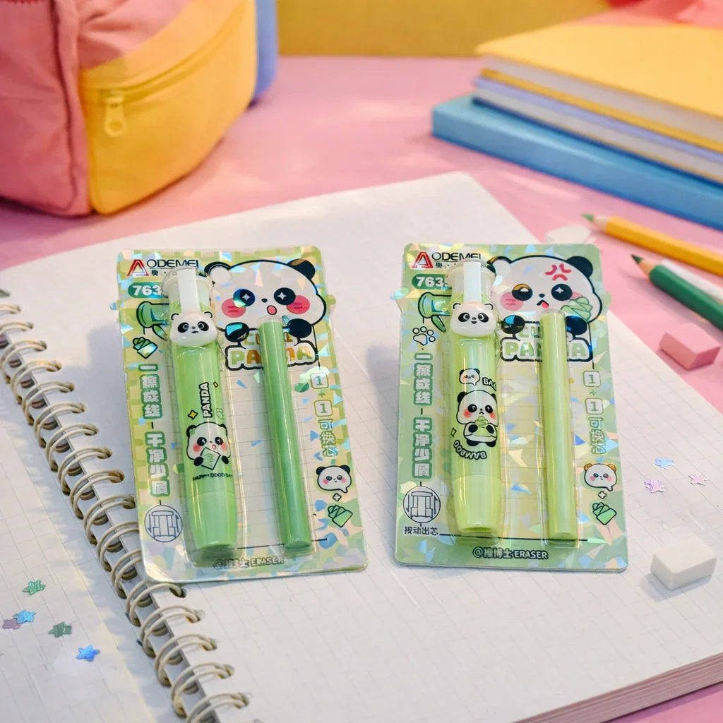 Kiwoo Panda Push Eraser With Refill 🌷 - KIQOO
