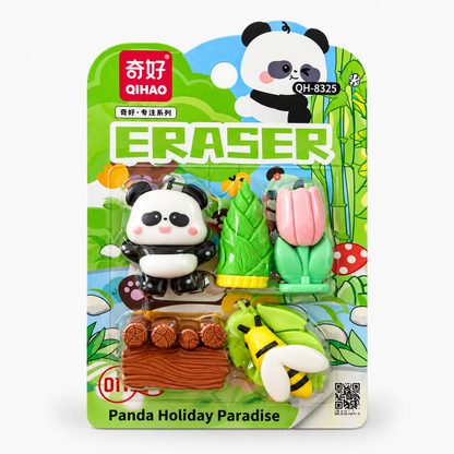 Kiwoo Pandaworld Paradise Eraser Pack (Assorted)
