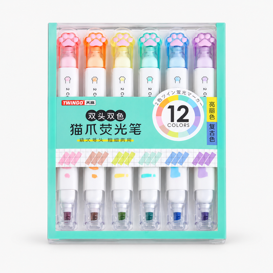 Kiwoo CatPaw Dual Ended Highlighters (Pack of 6)